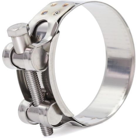 Set di 4 fascette stringitubo, diametro di serraggio 48-51 mm, in acciaio inox, con bullone a T, per tubi dell'acqua, tubi del gas e tubazioni per autoveicoli. (1/5)