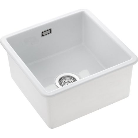 Rangemaster Rustique Kitchen Sink 1.0 Single Bowl Square Ceramic Strainer Waste (1/5)