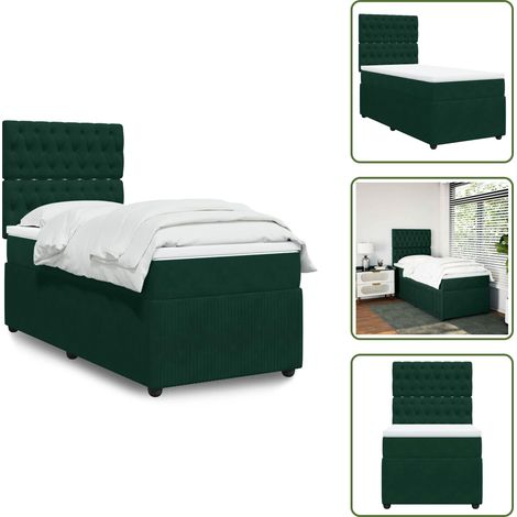 Sommier à lattes de lit avec matelas Vert foncé 90x190 cm - Sommier À Lattes De Lit - Sommiers À Lattes De Lit - Lit - Meuble De Chambre À Coucher (1/5)