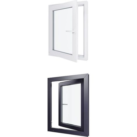 Finestra in PVC - Triplo vetro - Bicolore - Bianco e grigio - 700 mmx900 mm cm (1/5)