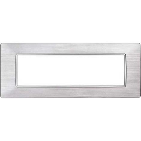 Plaque compatibles Vimar Plana 7 modules plastique couleur argent satiné Ettroit EV85615