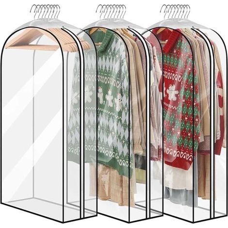 Lntyq Housses de Vêtements Transparentes 60 x 100 cm Etanche Mite Housses à Vêtements Penderie avec Goussets de 10 inch pour Vêtements pour Femmes, Hommes, Costumes, Robes, Manteaux, Vestes, Voyages