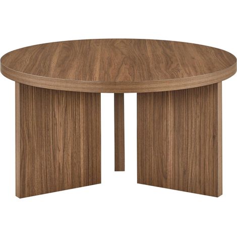 Mesa de centro redonda de MDF color nogal marrón 80 cm MODENUIT (1/5)