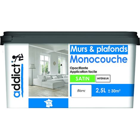 Acrylfarbe weiß seidenmatt deckend Einschichtfarbe für Wände und Decken, 2.5 L