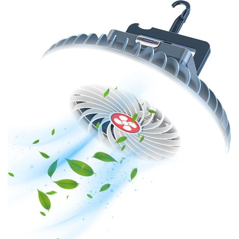 Portable Camping Fan with LED Lantern USB Rechargeable Waterproof Tent Fan with Hanging Hook Magnet Survival Kits for Indoor (1/5)