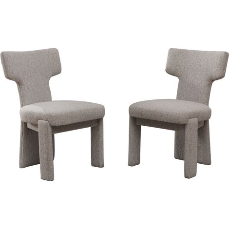 CAIziLot de 2 fauteuils rembourrés modernes en chenille avec pieds en bois d’hévéa – fauteuils d’appoint sans accoudoirs à dossier incurvé pour salon, chambre, restaurant, café, salle à manger, récept (1/5)