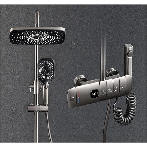 Ensemble de douche mitigeur thermostatique intelli LED système de douche numérique salle de bain ensemble de douche thermostatique baignoire montage mural SPA pluie robinet de bain ensemble de robinet (1/5)