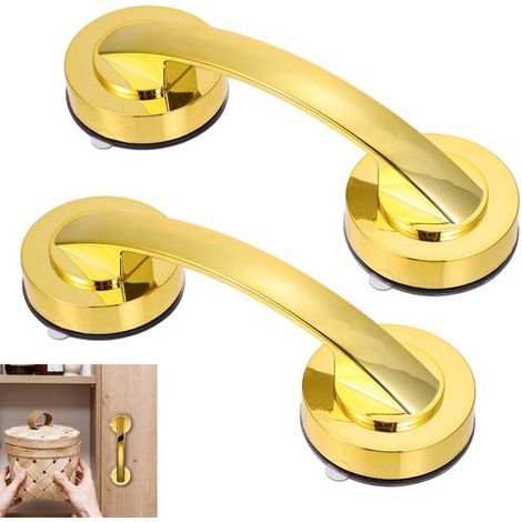Tirador de puerta con ventosa de 2 piezas, Tirador de puerta desmontable, Fácil instalación, Reutilizable, 196 cm, puertas cristal, Plateado (1/5)