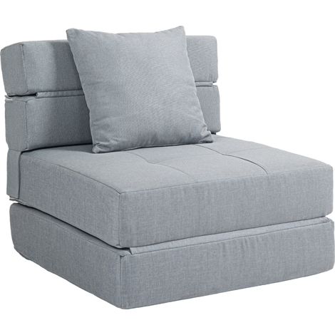 Sillón cama plegable 2 en 1 gris claro con cojín, 100 kg, 70 x 70 x 61 cm (1/5)