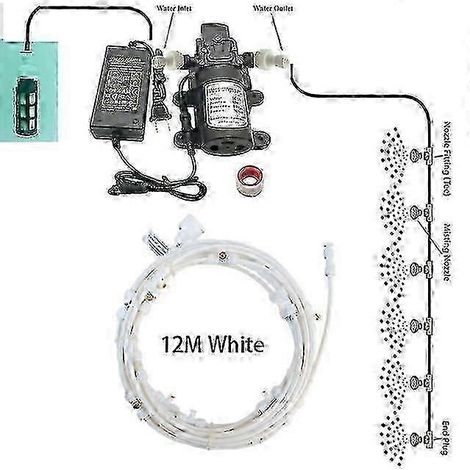 Nebelkühlungssystem mit 5L/Min-Pumpe, Filterset und Messingdüsen für Terrassen im Außenbereich (6-18 m) 12M Weiß (1/4)