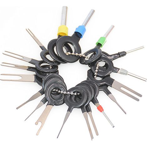 CCYKXA 18-teiliges Auto-Entriegelungswerkzeug, Werkzeugsatz zum Entfernen von Autoklemmen, Entfernen von Autokabelsteckern, Crimpstecker-Stiftextraktionssatz für Autoelektrik