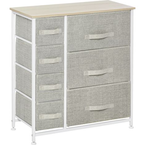 Cassettiera con 7 cassetti pieghevoli in tessuto non tessuto grigio, 63,5 x 30 x 71 cm, MODENUIT (1/5)