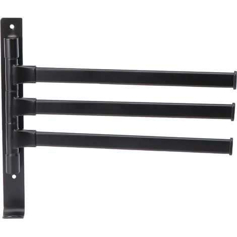 Porte-Serviettes sans Perçage Mural Noir avec 3 Barres en Alliage D'aluminium Rotatif Gain de Place pour Salle de Bain Cuisine (1/5)