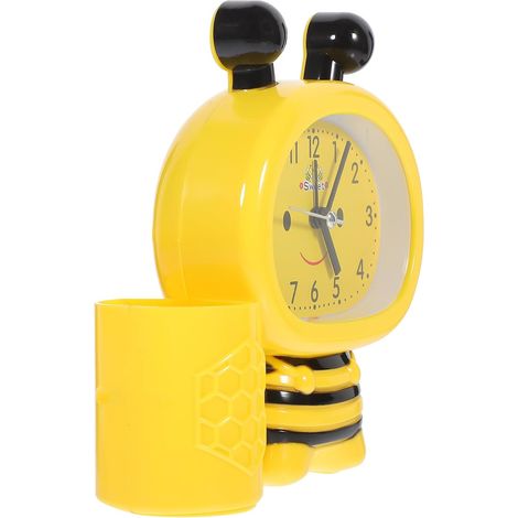 Horloge Numérique Jaune avec Porte-Stylo en Plastique d'abeille Réveil Électronique Silencieux à Commande Vocale pour Bureau et Étudiants (1/5)