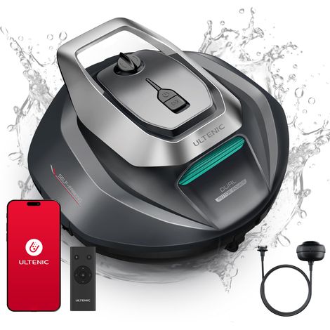 Robot Piscine, 80㎡ APP Contrôle, Robot Piscine sans Fil Autonome 90min, Nettoyage Complet pour Fond de Piscine, Haute Aspiration pour Toutes Surfaces (1/5)