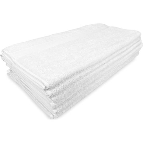 Set 6 Asciugamani in Spugna di Cotone 100% Bianco 60x110 cm   Morbidi, Assorbenti – Ideali per Casa, Hotel e B&B – Made in Italy (1/5)