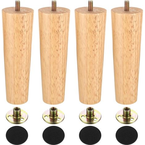 patas de madera maciza para muebles de 15 cm, patas de madera de repuesto para sofá, tocador, mesa y soporte de TV, con accesorios.