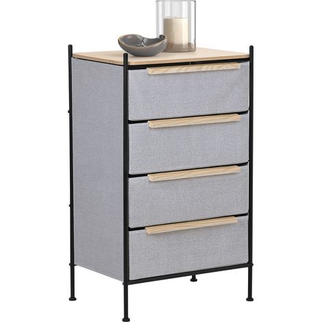 ML-Design Cassettiera con 4 Cassetti in Tessuto, Grigio 58x98x42,5 cm con Piano in MDF e Struttura in Acciaio, Comodino Moderno, Armadietto, Mobile, Armadio per Camera da Letto o Soggiorno (1/5)