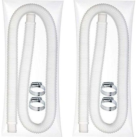 Tubo flessibile universale per piscina – Tubo di ricambio per piscine fuori terra – 2 tubi flessibili per pompa filtro con 4 fascette metalliche (diametro: 32 mm, lunghezza: 1,5 m) (2 pezzi) (1/4)