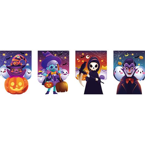 Halloween-Türdekorationsset zum Aufhängen: Geisterbanner, Kürbis und Ornament (WSJYXDQ2-02) (1/2)