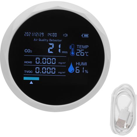 Détecteur de CO2 7 en 1 - Qualité de l'Air Intelligent avec Mesure Température, Humidité et CO2 - Blanc (1/5)