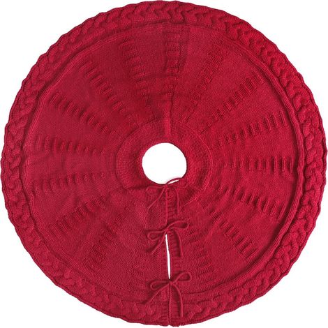 Jupe Pour Arbre De Noël - Tricotée Main - 91 Cm De Diamètre - Pour Arbres De 120 À 180 Cm - Rouge Ou Blanc - 1 Pièce (1/5)