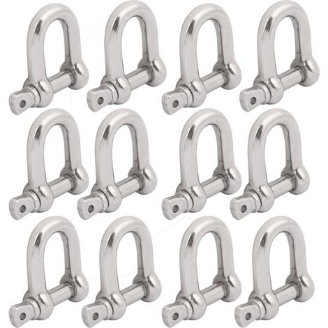 M10 Gewinde 304 Edelstahl Bogenform Rigging Schäkel Drahtseil Verschluss 12st (1/3)