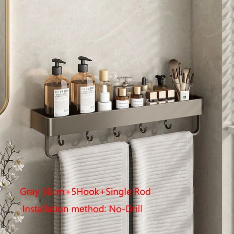(Style gris 3.2 gratuit) Étagère de douche murale flottante pour salle de bain, étagère de toilette, étagères de rangement pour placards de cuisine, organisateurs (1/5)