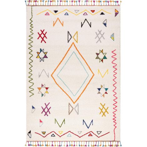 Tapis berbère motif ethnic 240x340 crème LYN5 JADIDA