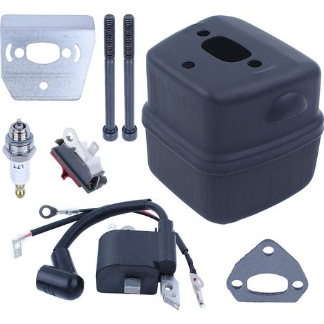 Bobine d'allumage et silencieux Adefol pour pièces de rechange de tronçonneuse Husqvarna 136 137 141 36 41 plaque de refroidissement joint boulon interrupteur d'arrêt bougie d'allumage 545006044 54519 (1/5)