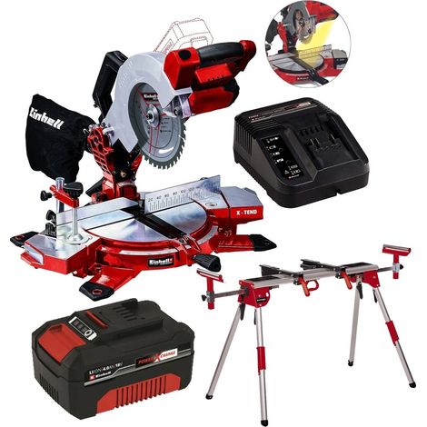 Einhell Cordless 18v Mitre Saw 210mmX-Change 18/210 1 x 4ah Battery + Leg Stand (1/5)