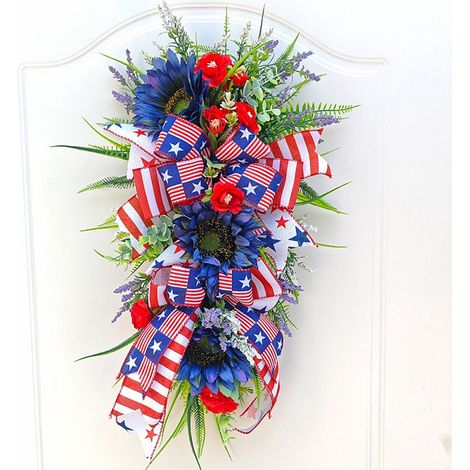 Guirlande Porte - Décoration Fête Nationale - Pour Porte Extérieure Intérieure - Diamètre 30 cm - En Bois et Plastique - 1 Pièce (1/5)