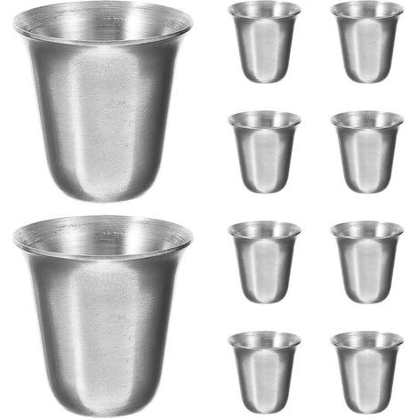Lot de 10 gobelets empilables portables en acier inoxydable pour la communion religieuse-3.20X3.20X3.20CM-Silver (1/5)