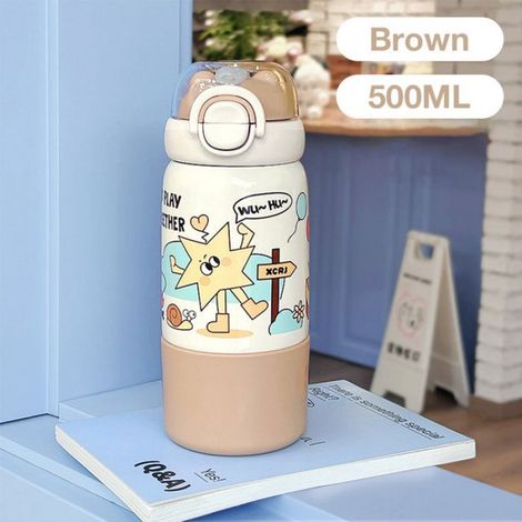 Gourde Bouteille thermos en acier inoxydable 316 de 500 ml, tasse d'eau d'extérieur, bouteille thermos de dessin animé mignon café (1/4)