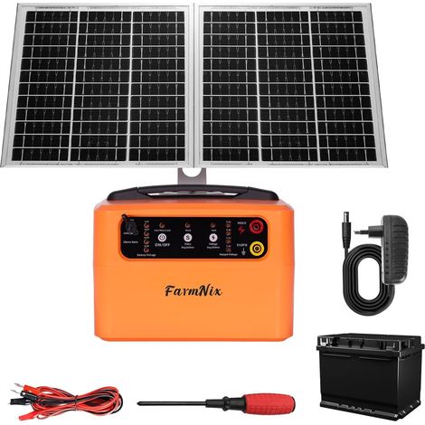 Clôture Électrique Solaire, Électrificateur de Clôture Électrique 0,3 J–1,5 J, 6 KV–12 KV Réglable, Chargeur de Clôture Électrique Solaire pour la Protection des Animaux de ferme, de la volaille (1/5)