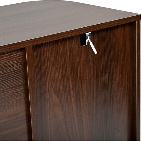 Buffet rétro en MDF à bords arrondis avec 2 portes, 3 tiroirs et étagères réglables pour salon, salle à manger et entrée (1/5)