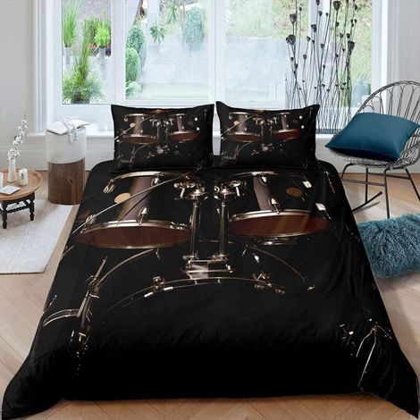 Schlagzeug Bettwäsche Set 135x200 cm Mikrofaser mit Kissenbezug 80x80 cm