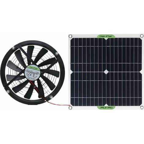 100W Silikon-Solarpanel, 12V Solarfolie, Solarlüfter, 10 Zoll Mini-Kühllüfter, Solar-Abluftventilator Ven STOL (1/4)