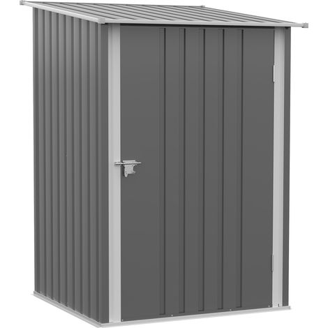 Cobertizo de acero gris con techo a un agua y puerta con cierre 100 x 103 x 160 cm (1/5)
