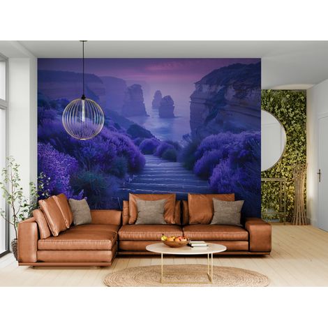 Papier peint Paysage – Falaises violettes et mer brumeuse - 150 x 250 cm (1/2)