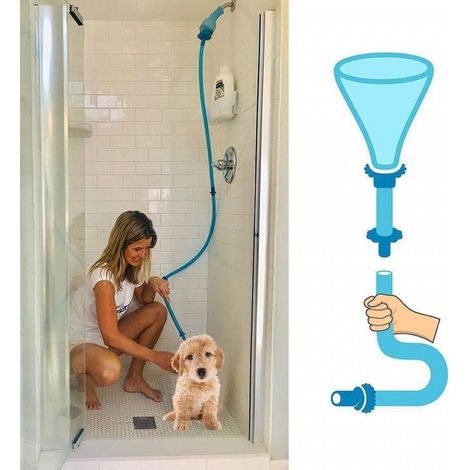 Fixation en Silicone pour tuyau de lavage de chien, baigneur pour animaux de compagnie pour pomme de douche et évier, pulvérisateur de douche à main (1/5)