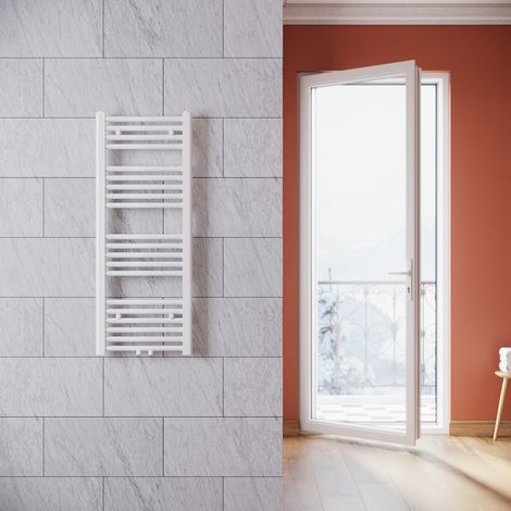 SONNI Heizkörper Badezimmer Badheizkörper mittelanschluss Handtuchwärmer Handtuchtrockner 1000x400mm Weiß (1/5)