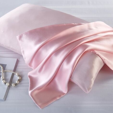 Taie d'oreiller en soie de mûrier naturelle, Soie, rose clair, Standard 50x75cm (1/2)