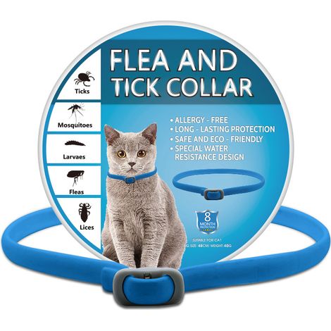Lot de 2 colliers anti-puces et tiques à base d’huiles essentielles végétales – 38 cm – Protection 1 mois – Chien et chat – 10 couleurs disponibles
