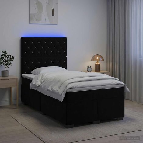 vidaXL Lit boxspring avec matelas Noir 120 x 200 cm Velours (1/5)