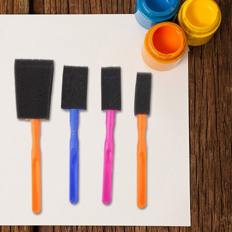 4 Brosses en Mousse pour Peinture avec Manche Ergonomique - Idéal pour Enfants et Débutants (1/3)