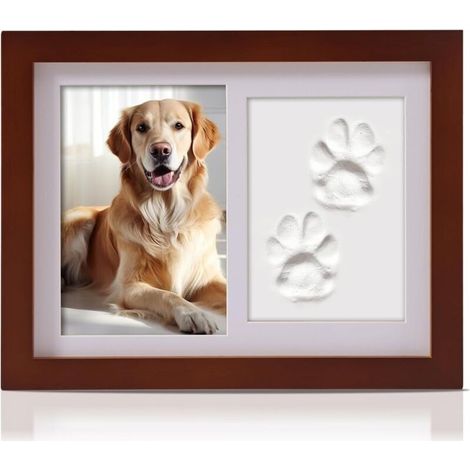ALLIANDISEmpreinte Chien Chat, Cadre Photo pour Empreintes de Animaux avec Kit D'impression à L'argile, Kit EmpreinteChien pour Photo 6 x 4,Souvenir Cadres Photos (1/4)