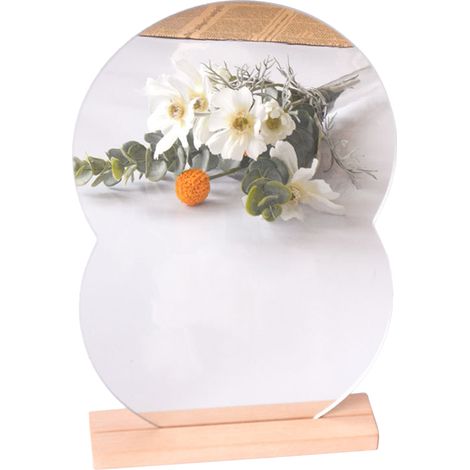 Miroir Décoratif en Acrylique de Forme Nuage pour Décor de Chambre avec Base Bois Blanc (1/5)