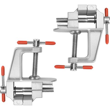 2 Mini Tornillos de Banco Ajustables, Tornillo de Mesa de Aleación de Aluminio, Mini Tornillo de Mesa, Tornillo para Carpintería, para Manualidades de Mesa y Fabricación de Joyería (Plateado) (1/5)