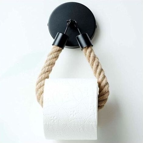 Toilet Paper Holder, Vintage Toilet Roll Holder, Hemp Rope Towel Holder, for Bathroom and Kitchen Decoration (1/5)